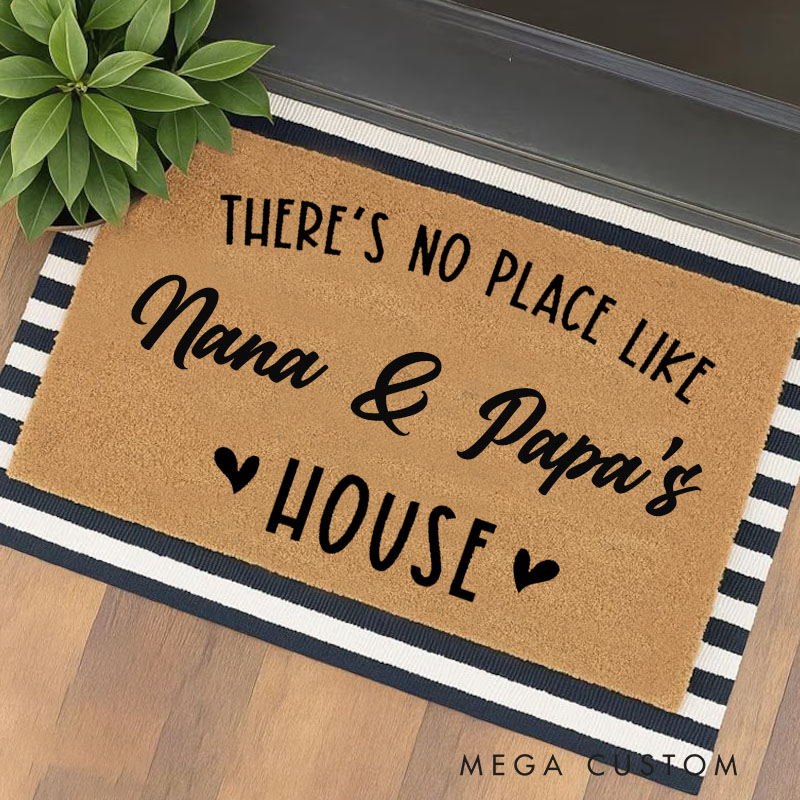 Personalized There Is No Place Like Our House Doormat Housewarming Gift Welcome Mat for New Home Indoor Outdoor Door Mat Family Home Decor Rug