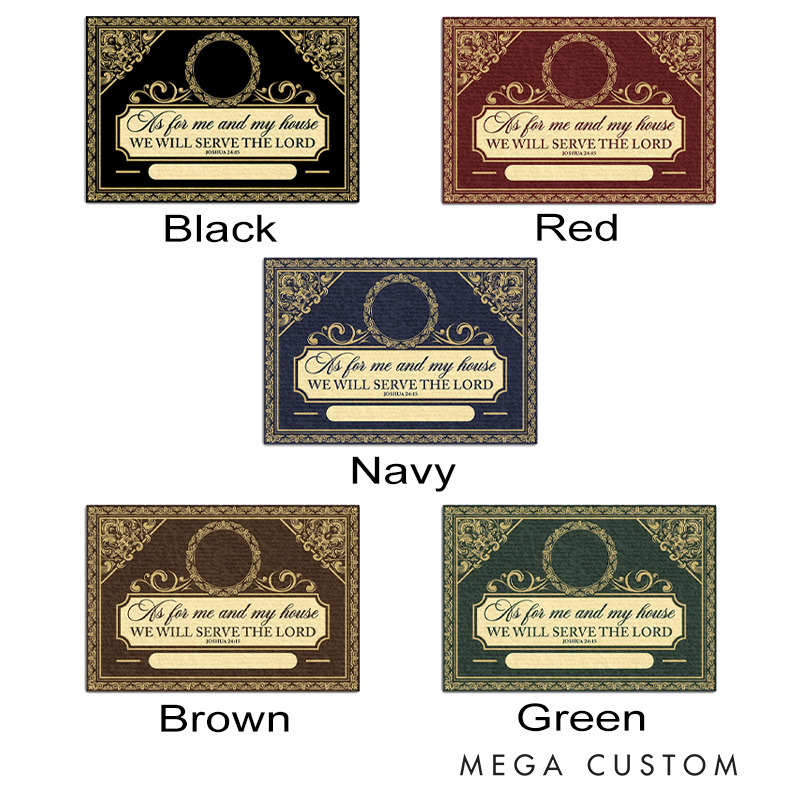 Personalized as for Me and My House We will Serve the Lord Doormat with Family Name Non-Slip Durable Front Door Decor Faithful Family Religious Gift