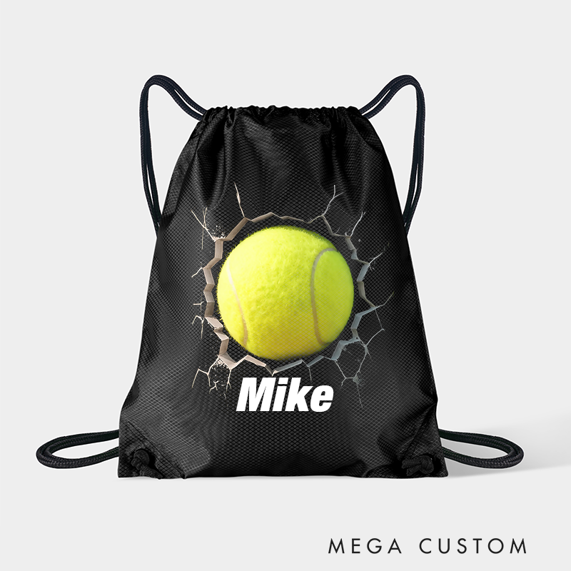 Personalized Soccer, Basketball, Volleyball, and Football Drawstring Backpack with Custom Name and 3D Ball Design