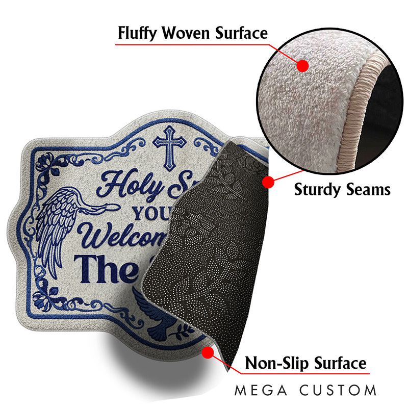 Personalized Holy Spirit You are Welcome Her Christian Non-Slip Tufted Rug with Family Name Home Decor Welcome Rug Religious Gift for Faithful Family