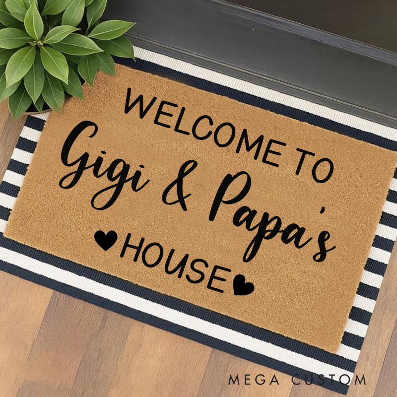 Personalized Welcome to Our Home Doormat Housewarming Gift Durable Curly Mat Indoor Outdoor Door Mat All Weather Non Shedding New Home Decor
