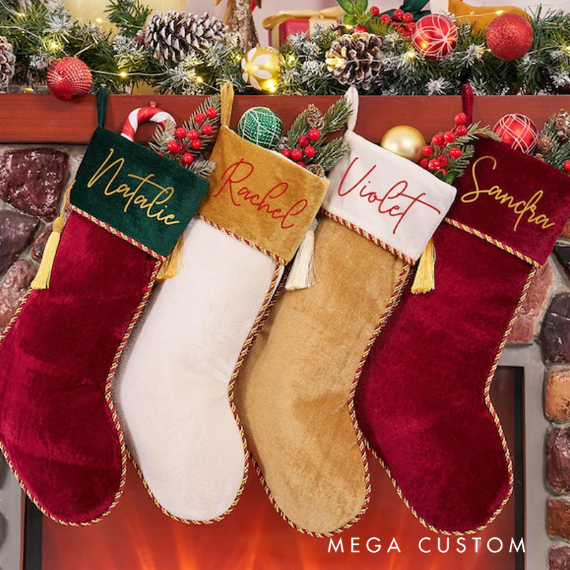 Personalized Family Stockings with Names Holiday Stockings Velvet Stockings Monogram Stockings Christmas Decoration Holiday Decor Gift