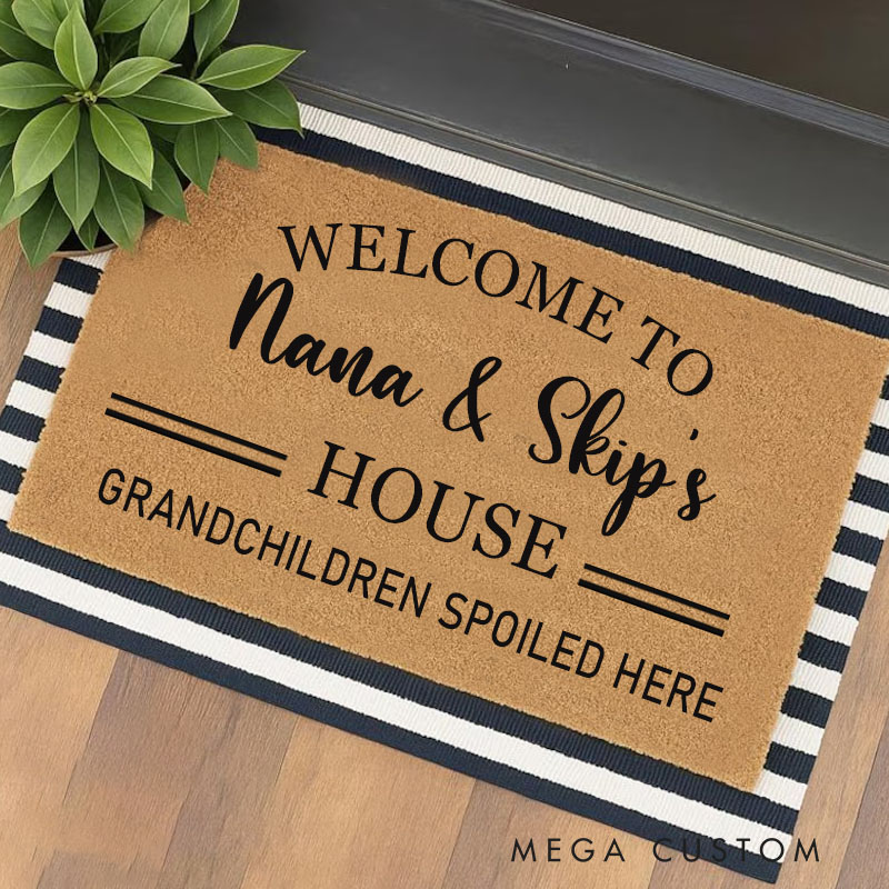 Personalized Welcome Doormat for Nana Papas House Custom Rug Gift for Spoiled Grandkids Grandma Grandpa Home Decor Housewarming Gift