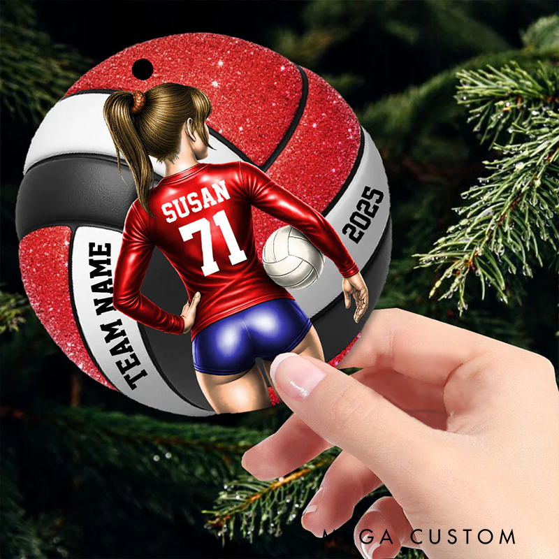 Personalized Volleyball Ornament with Custom Name, Number, Team, and Year Design