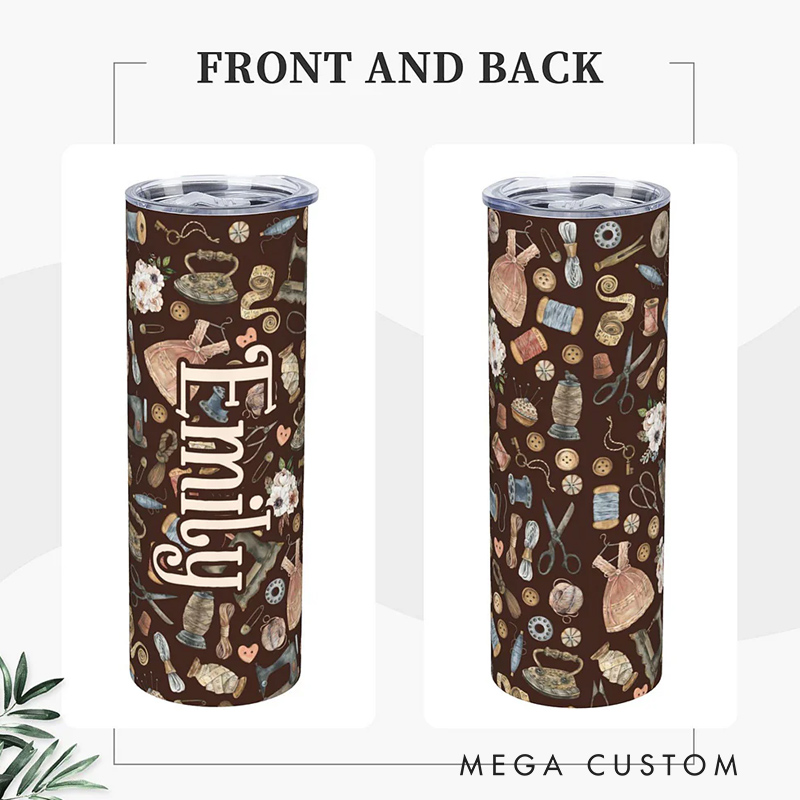 Personalized Colorful Sewing Crafter Stainless Steel Tumbler Gift for Her