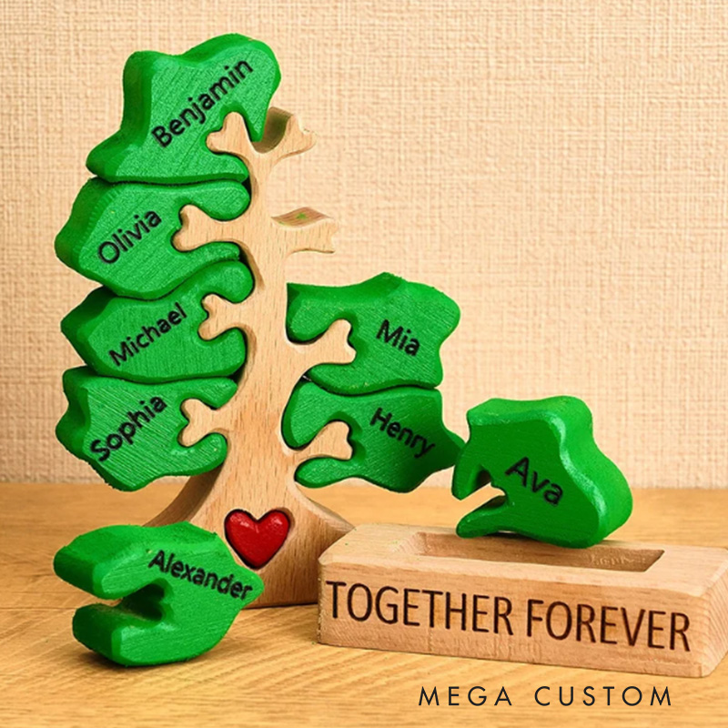 Personalized Family Tree Puzzle Wooden Home Sweet Home Decor Unique Housewarming Gift Custom Family Keepsake for New Home Living Room Decoration