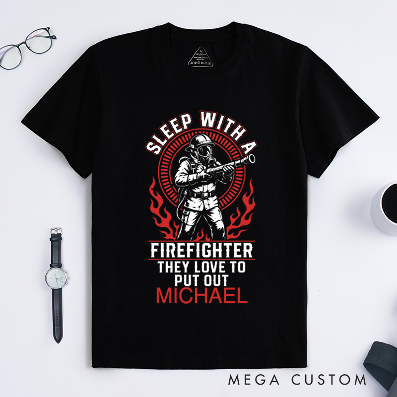 Personalized Firefighter T-Shirts Custom Funny Firefighter Design T-Shirt Firefighter Dad Gift