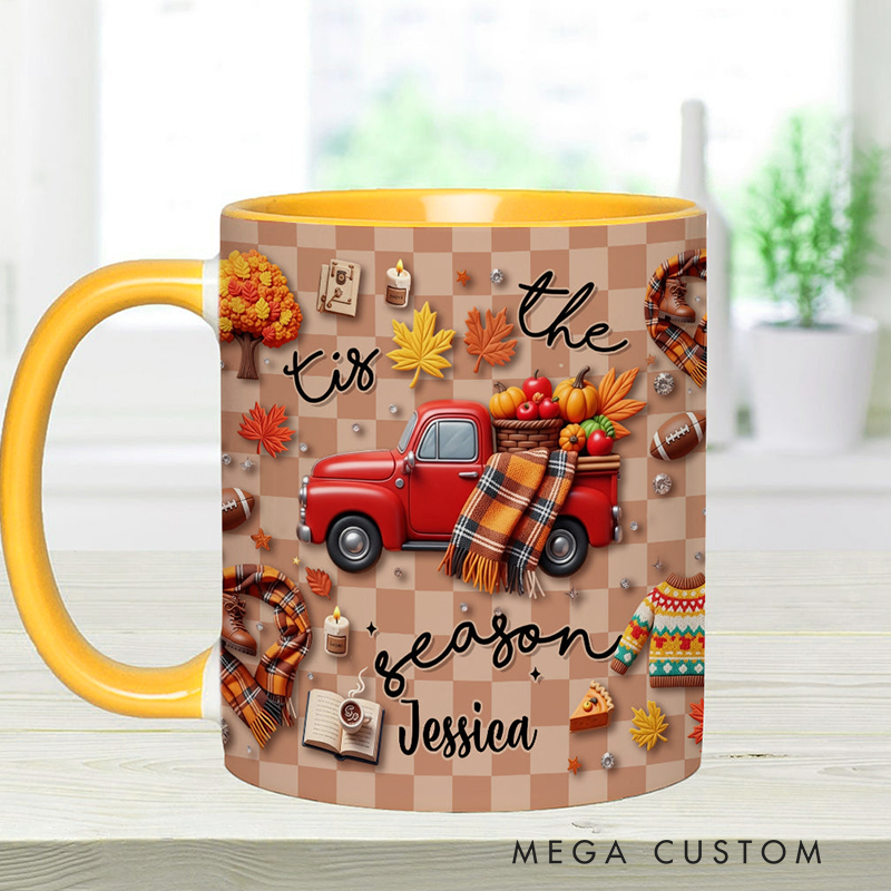 Personalized Tis the Season Custom Autumn Accent Mug