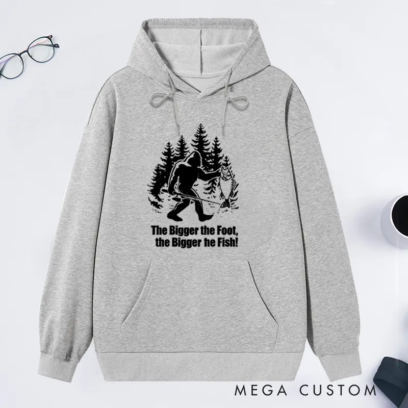 Personalized Funny Bigfoot Fishing Hoodie Funny Sasquatch Fisherman Hoodie Bigfoot Angler Sweatshirt Cozy Sweatshirt for Fishing Enthusiasts and Outdoor Lovers