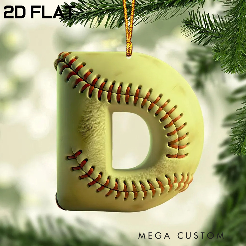 Personalized Softball Acrylic Initial Christmas Ornament for Softball Fans with Festive Touch  