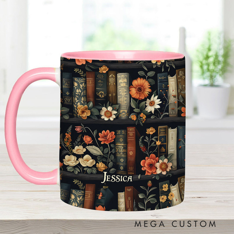 Personalized Bookish Mugs Custom Book Accent Mug with Name Bookworm Coffee Cup for Reader Bookworm Book Lover Librarian Gift