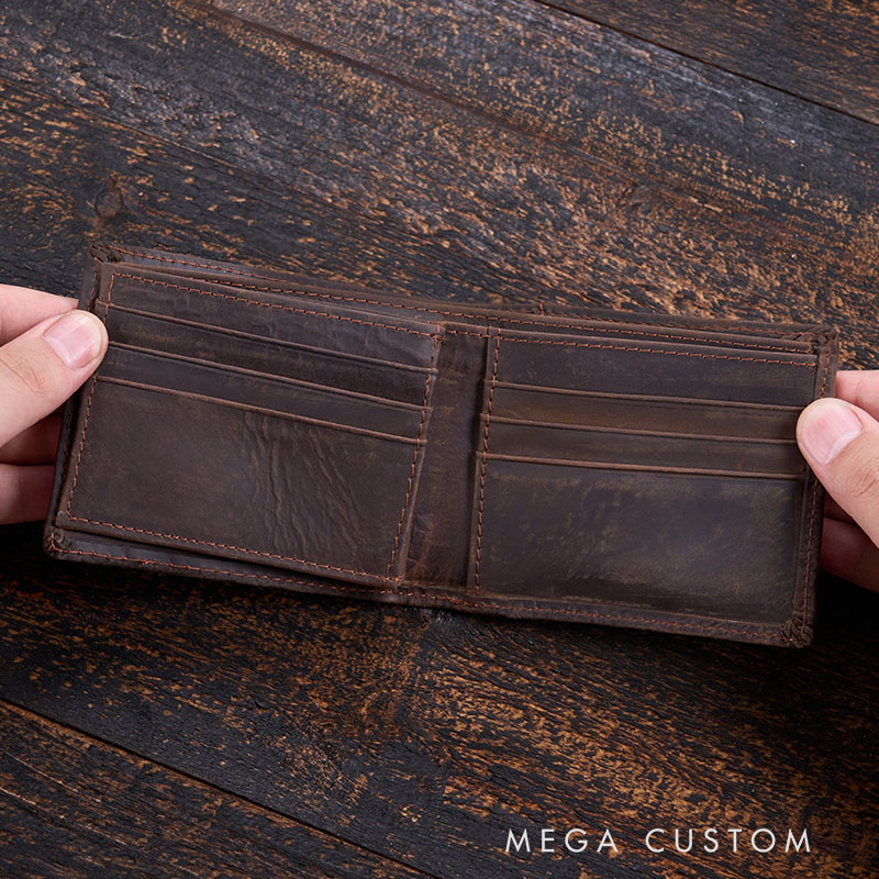 Personalized Leather Wallet Custom Engraved Design Moving To Washington Theme Unique Gift For Him Durable Bifold Wallet With Stylish Engraving