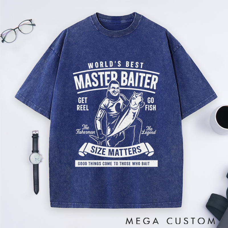 Personalized Funny Fishing T-Shirt World's Best Master Baiter T-Shirt Fishing T-Shirt Perfect Gift for Fishermen Comfortable Outdoor Fishing Apparel