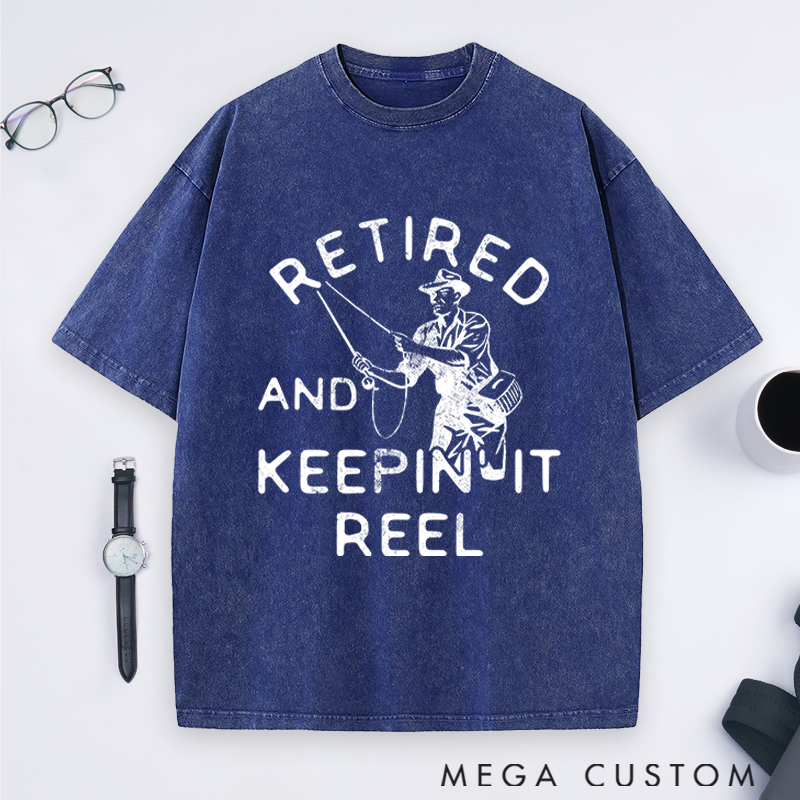 Personalized Retired and Keepin' It Reel T-Shirt Funny Fishing T-Shirt for Retirees Comfortable Outdoor Fishing Apparel Perfect Gift for Fishermen