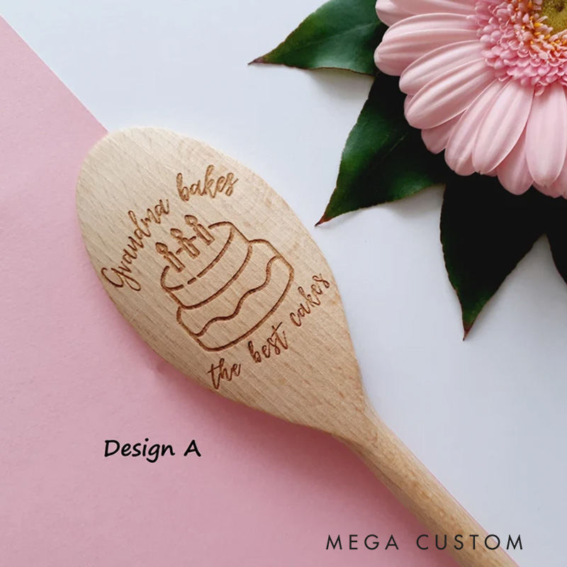 Personalized the Best Cakes Spoon with Name Wooden Baking Spoon for Baking Lover Baker Mom Grandma Baking Lover Gift