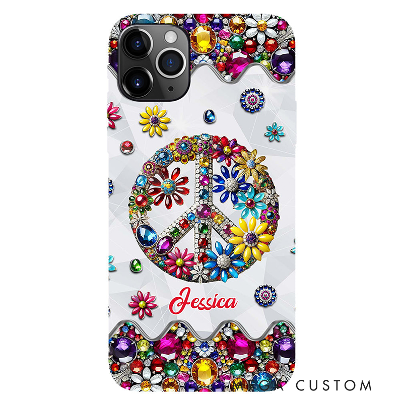 Personalized Name Hippie Accent Phone Case Hippie Lover Gifts Colorful Hippie Phone Case Bohemian Phone Case