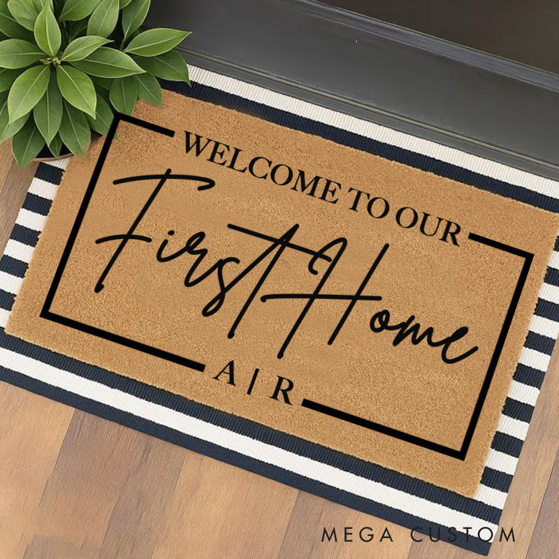 Personalized Welcome Mat Our First Home Flocked Coir Door Mat Housewarming Wedding Gift