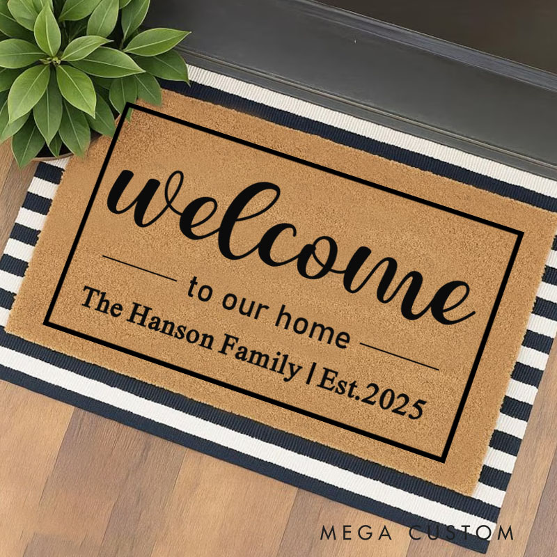 Personalized Welcome Doormat Custom Coir Mat With Family Name And Year Design Durable Indoor Outdoor Rug Perfect Housewarming Or New Home Gift Decor