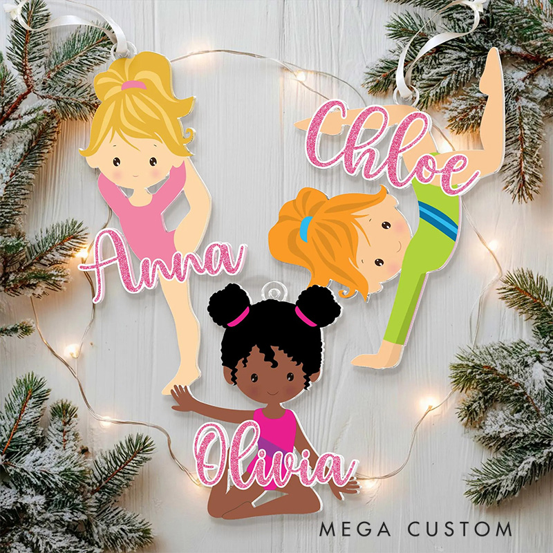 Personalized Cute Cartoon Gymnastic Girl Christmas Acrylic Ornament Dance Lovers Christmas Gift Dancer Xmas Gift Christmas Decor