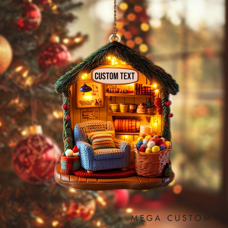 Personalized Knitting Room Acrylic Ornament 2025 Custom Gift for Knitting Lovers