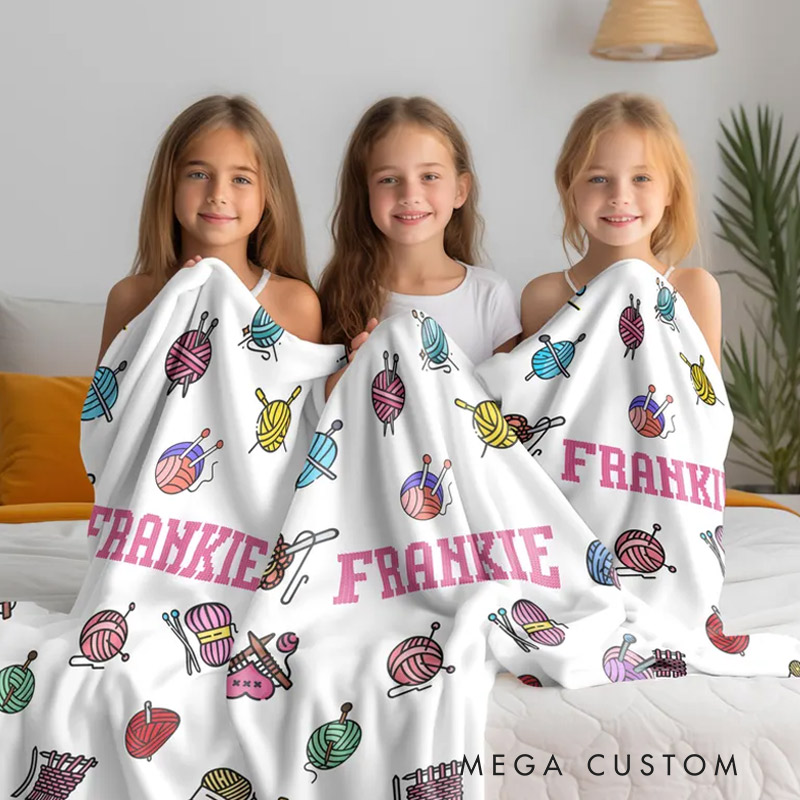 WDHCTBK_KKTZ02600002Personalized Name Crochet Blanket Gift for Knitting Lovers