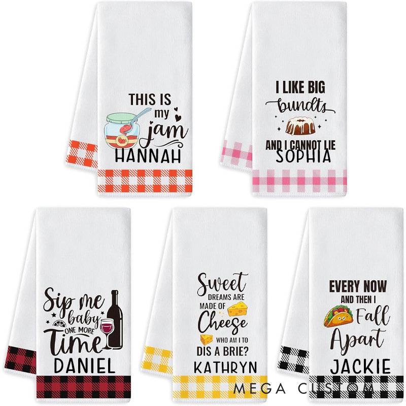 Personalized 5Pcs Kitchen Kitchen Towel Bakers Dish Towel with Name Absorbent Utensils Themed Cleaning Dishcloth for Baking Lover Gift