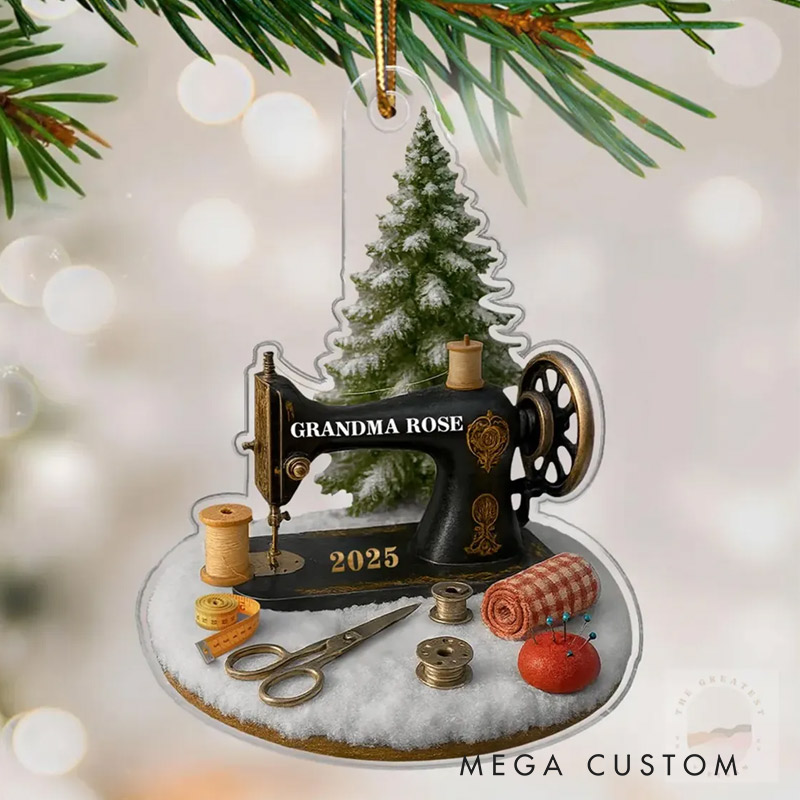 Personalized Sewing Machine Ornament Acrylic Christmas Tree Decor forSewing Lovers