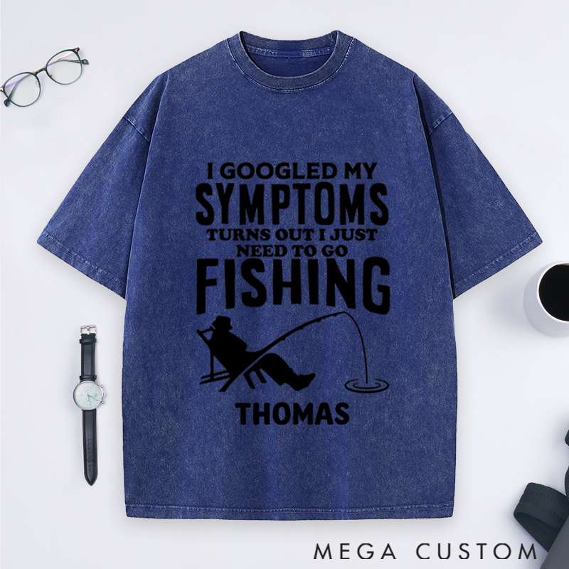 Personalized Fishing T-Shirt Funny Fishing Washed T-Shirt Custom Name Sweatshirt Humorous Design Perfect for Fishing Enthusiasts