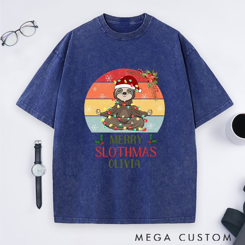  Personalized Yoga T-Shirt Funny Yoga Sweatshirt with Cute Slothmas Design Perfect Holiday Gift for Yoga Lovers