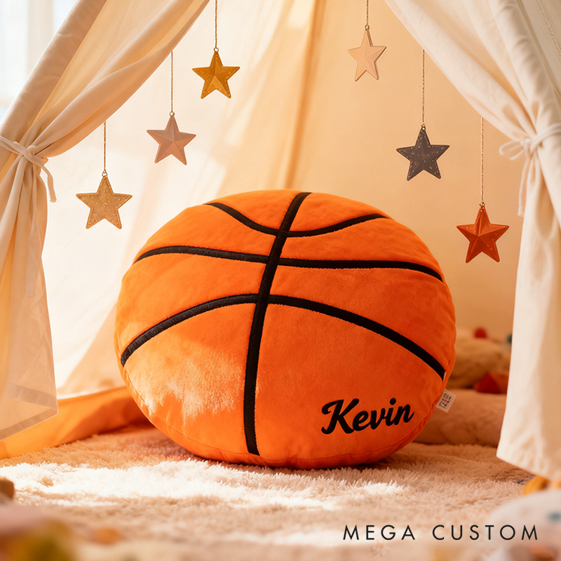 Personalized Plush Basketball Pillow with Custom Name for Sports Fans and Kids