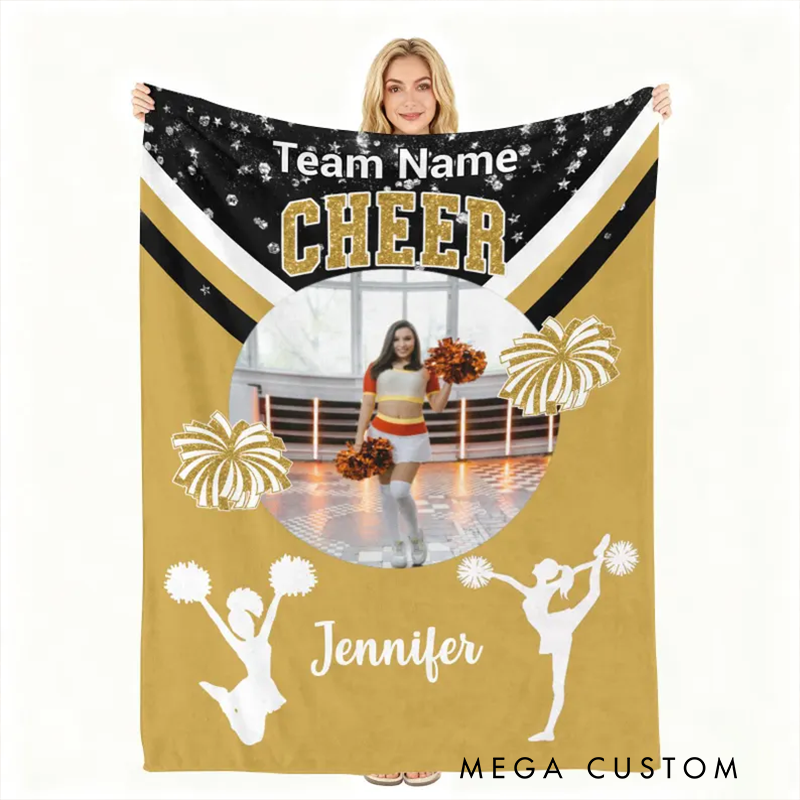 Personalized Cheerleading Blanket with Custom Name, Team, and Color Customization