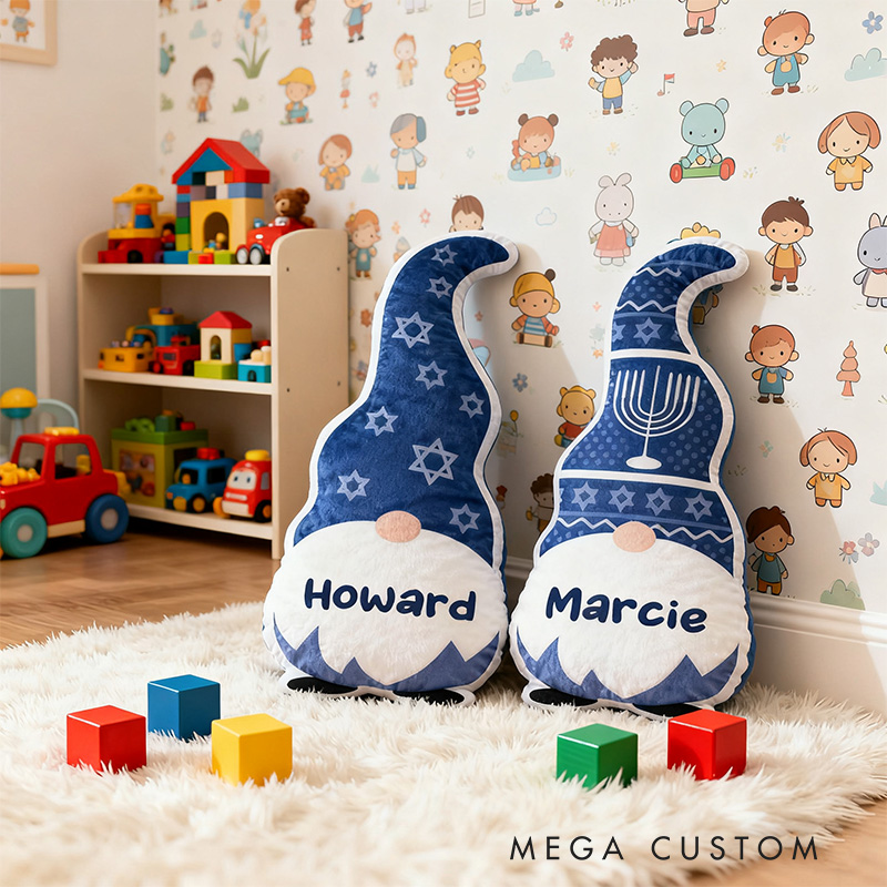 Personalized Cute Hanukkah Gnome Pillow with Custom Name Home Decor Happy Hanukkah Gift for Jewish Family