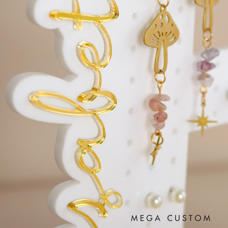 Personalized Earring Holder Birthday Gift Custom Earring Display Acrylic Jewelry Organizer for Travel Lovers