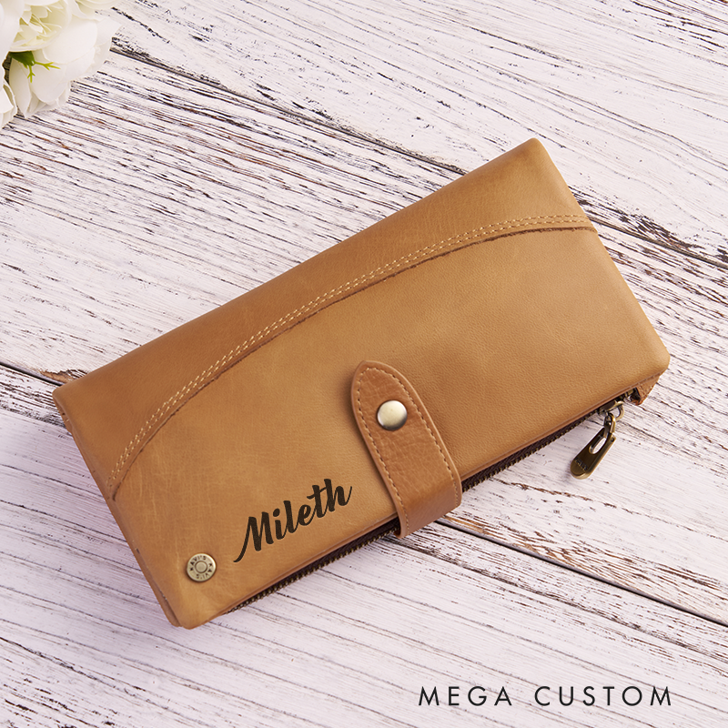 Personalized Women Leather Wallet Custom Women Wallet Engraved Leather Wallet Leather Purse Monogram Wallet Women's Purse Gift For Her Gift For Mother Birthday Gift