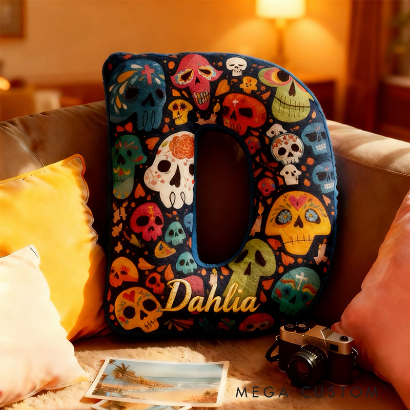 Personalized Graphic 3D Print Día de los Muertos Celebration Pillow for Travel Lovers