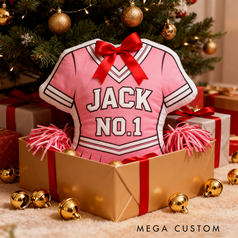 Personalized Cheerleading Uniform Pillow with Custom Name and Number Design