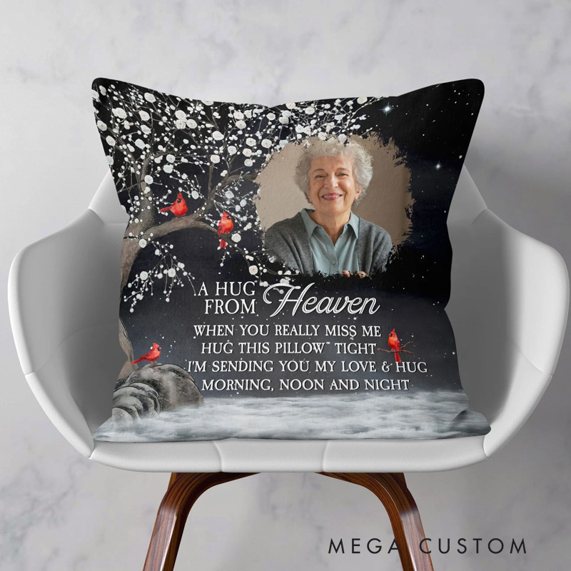 Personalized Hugs from Heaven Pillow Memorial pillow Grief Sympathy Gifts Bereavement Pillow for Loss of Grandmother Remembrance Memory Gift