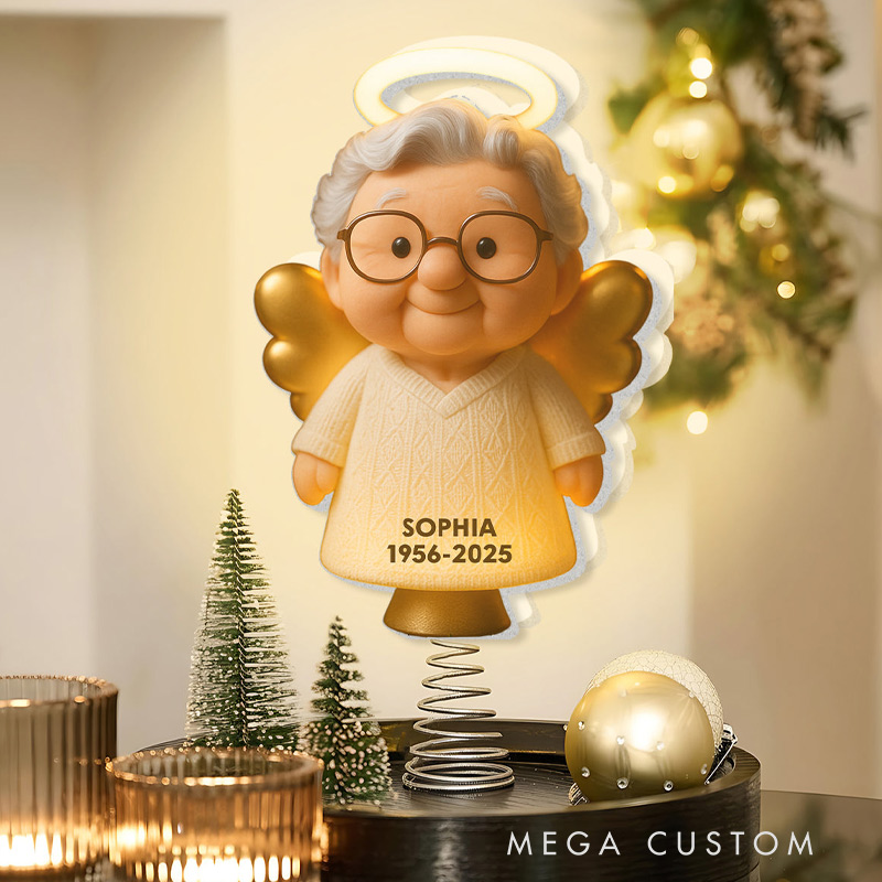 Personalized Memorial LED Light Tree Topper Christmas Memorial  Gift for Family