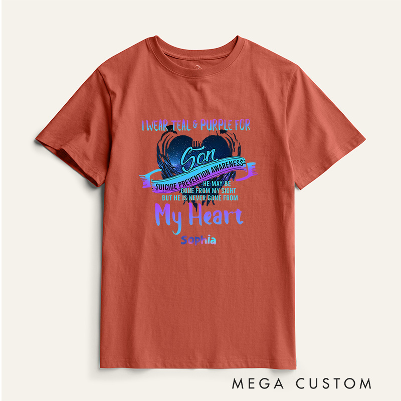 Personalized I Wear Teal and Purple for My Son Suicide Prevention Awareness Shirt Mental Health Gift