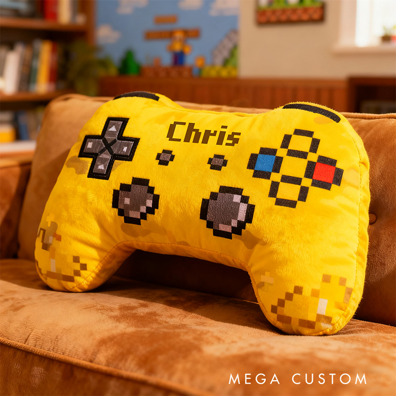 Personalized Graphic 3D Print Pixel Style Game Controller Shaped Pillow for Game Lovers Plush Pillow Christmas Gift for Kids