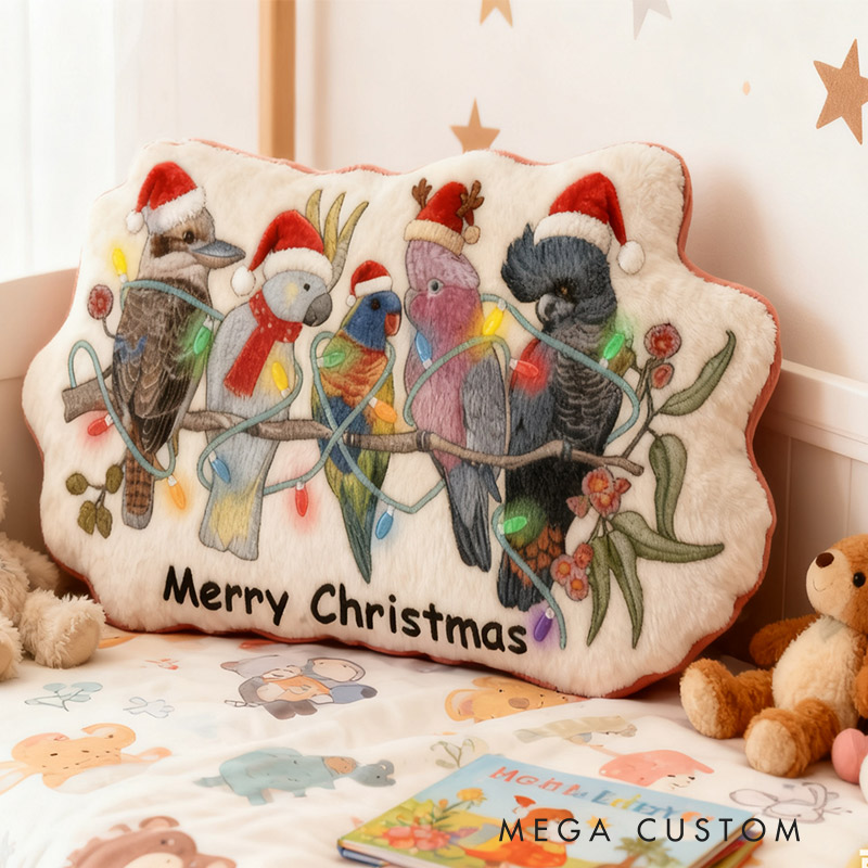 Personalized festive Australian Birds Christmas Pillow Graphic 3D Print Pillow for Women Kids Travel Lovers
