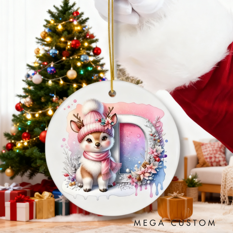 Personalized Pink Reindeer Christmas Ornament with Name Home Decor Christmas Gift for Family