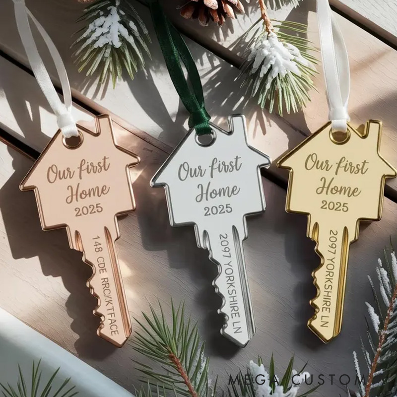 Personalized House Key Ornament First New Home Gift Key Ornament Custom Our First Home 2025 Holiday Decoration with Address