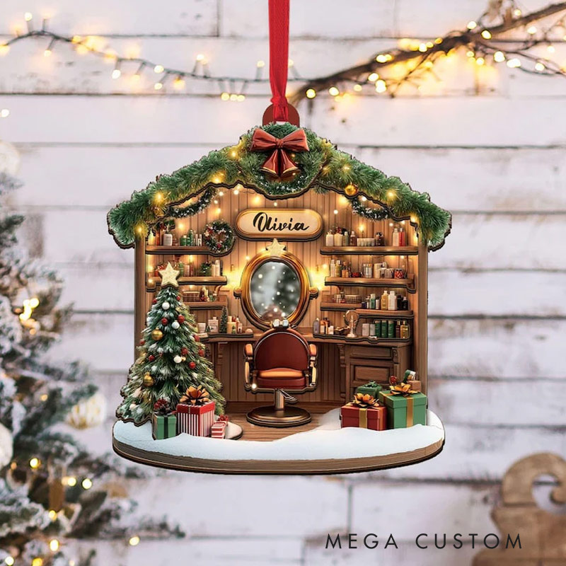 Personalized Beauty and Hairdressing 2D FLAT Christmas Ornament Hair Salon Christmas Decor for Her