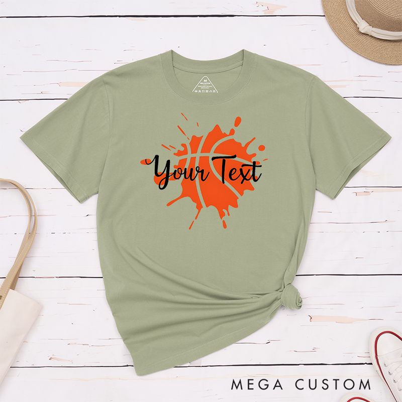 Personalized Basketball T-Shirt with Custom Text Bold Splash Design and Multiple Color Options for Fans Players and Teams