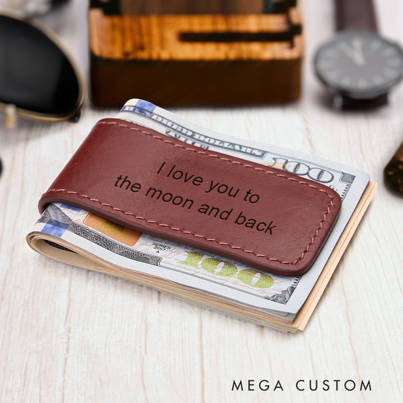 Personalized Leather Money Clip Wallet for Him Custom Money Clip with Name Engraved Money Clip for Men Groomsmen Money Clip Wedding Gift