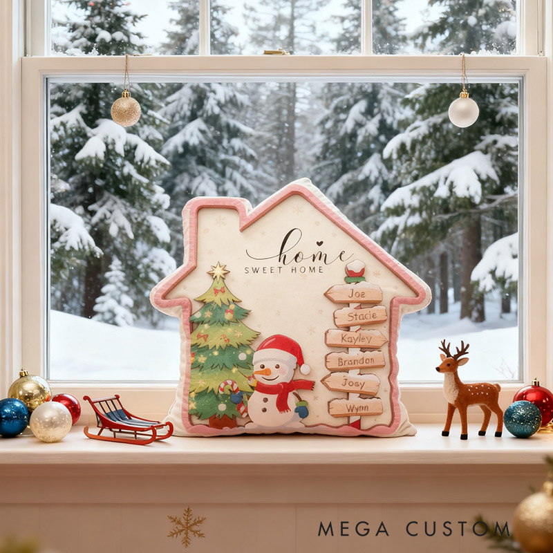 Personalized Family House 2025 Christmas Pillow Custom Family Name Christmas Holiday Throw Pillows Housewarming Gift