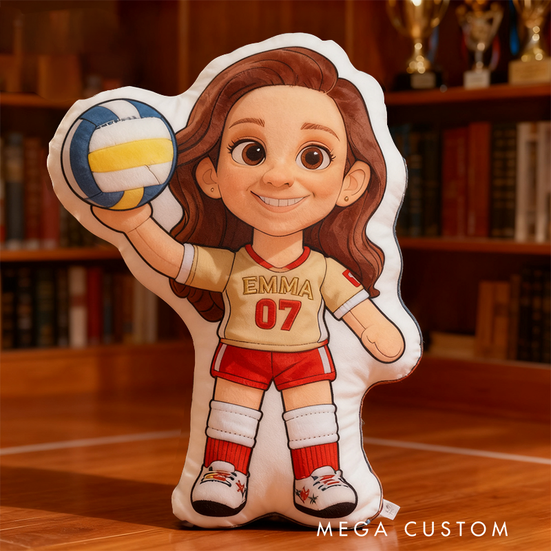 Personalized Volleyball Player Pillow with Custom Name and Number Design