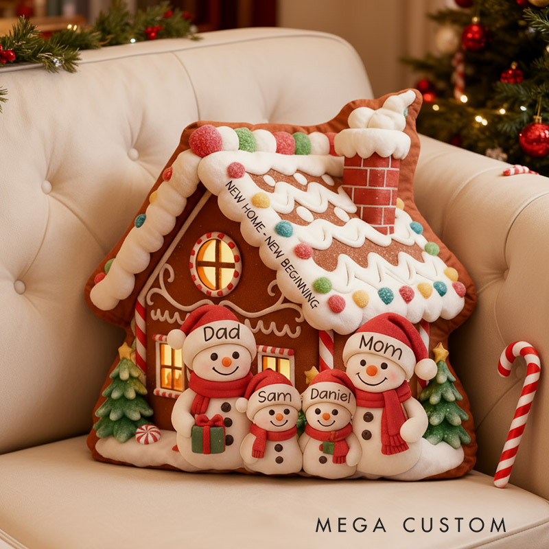 Personalized Family House Pillow Custom Family Name Christmas Holiday Throw Pillows Housewarming Gift