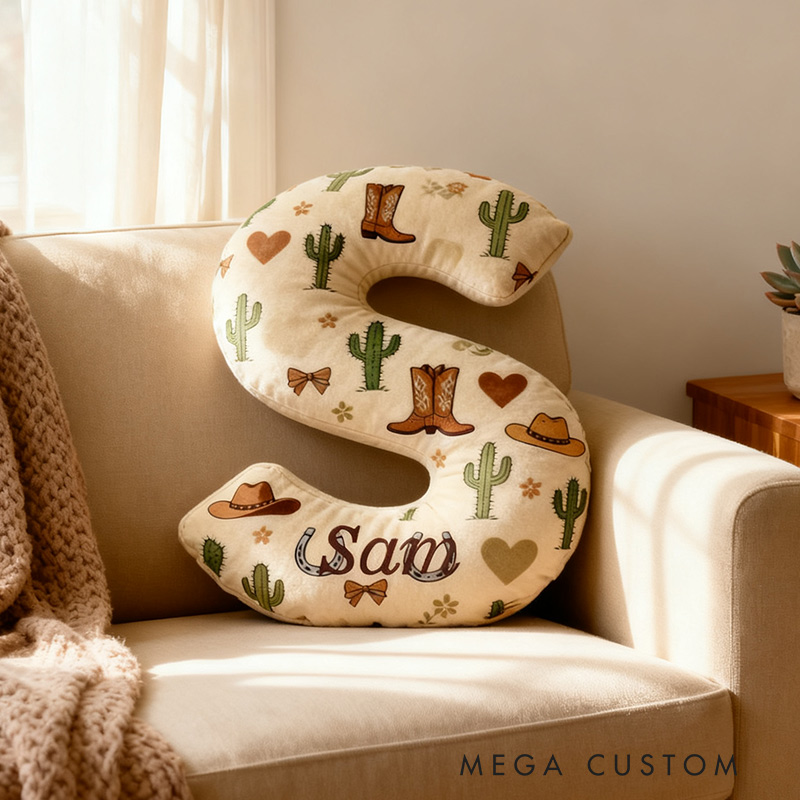 Personalized Western Wanderer Initial Pillow Graphic 3D Print Pillow for Travel Lovers